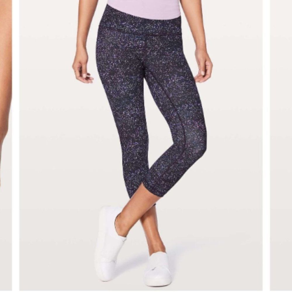 Lululemon Wunder Under Leggings Cropped Hi Rise Crystalline Black Purple Size 10